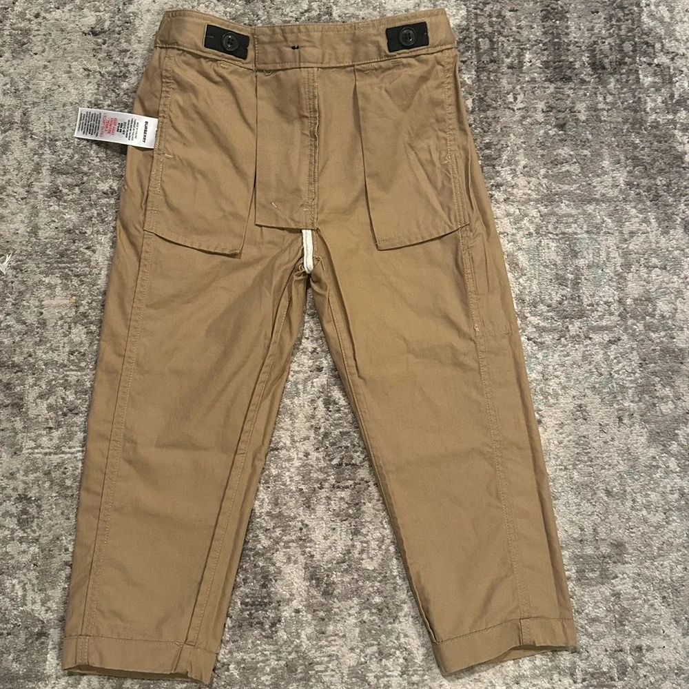 9. BURBERRY Boys Logo Patch Cargo Khaki Pants